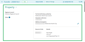 image of a NoC form, highlighting the Property section.