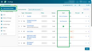 image highlighting the NoC status in the NoC column on the instruments & roles page.