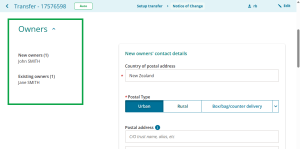 image highlighting the owners' names in the Owners section of a NoC form.