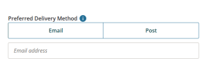 image of the Preferred delivery method options in the NoC form.