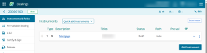 image of a Mortgage instrument on the Instruments and roles page. There is no NoC column.