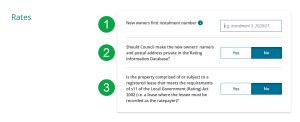 image of the Rates section of a NoC form.
