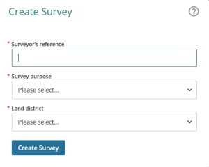 image of the create survey panel.
