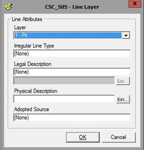 Screen shot of CSC S05 line layer window