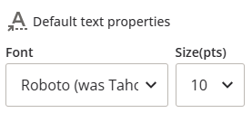 image of the Default text properties panel.