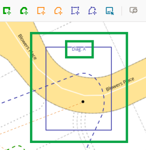 image highlighting a completed defined rectangle in blue, and also highlighting the diagram label.