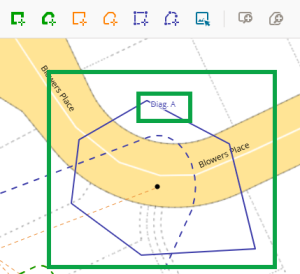 image highlighting a completed defined polygon in blue, and also highlighting the diagram label.