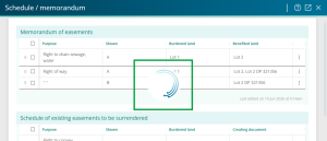 image highlighting the "processing" spinner icon overlaying the Schedule / memorandum panel.