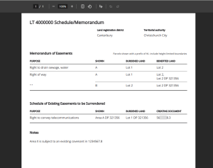 image of a PDF download of a completed Schedule / memorandum.