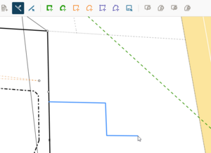 image of an abuttal line being drawn, changing direction at multiple points. The line is blue.