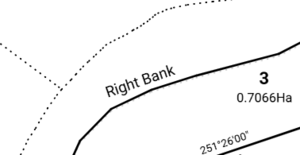image of an irregular line label in a title sheet. The label reads "Right bank".