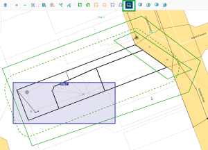 Image highlighting the select diagram tool at top of screen. At the bottom left of the screen, the selected diagram A is shaded dark blue.