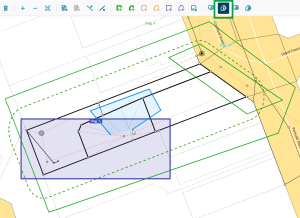 Image highlighting the enlarge diagram by polygon tool at top of screen. In the centre of the screen, the selected diagram A is shaded dark blue. There is a small blue polygon being created with the cursor. This is overlapping the shaded diagram showing where it will be enlarged.