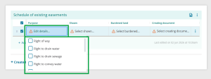 image highlighting the Purpose field in the table. The purpose drop-down is open.