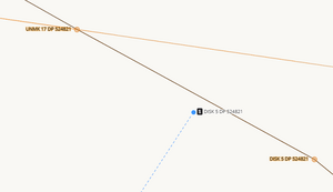 image of Mark 1 in link mode in survey capture. The zoom has increased, so the underlying marks that were previously underneath Mark 1 are now distinct and separated.