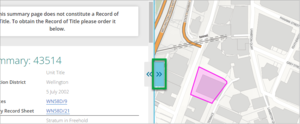 Screenshot of land record search select right resize button to make left panel full screen