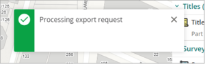 Screenshot of processing export request