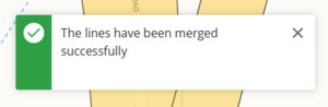 image of the merge irregular lines success message. It reads: "The lines have been merged successfully".