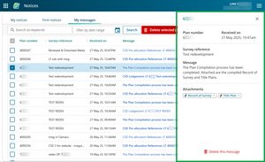 image of my messages, with a message summary panel open on the right half of the screen.