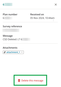 image of a message summary panel. "delete this message" at the bottom of the panel is highlighted.