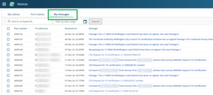 screenshot of My Messages screen in TA certification app.