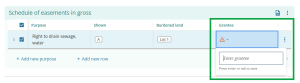image highlighting the grantee field and the free-text box.