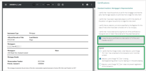 Certify and Sign select appropriate checkboxes