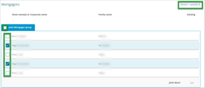 Screenshot of select mortgagors