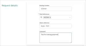 Screenshot of create request request details