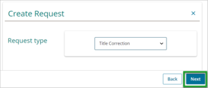 Screenshot of create request select the next button