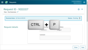 Screenshot of using ctrl + p to print