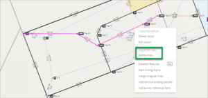 Screenshot of centreline easements Delete lines