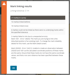 Screenshot of auto mark linking results