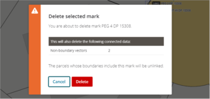 Screenshot of deleting a mark from spatial view confirmation pop up