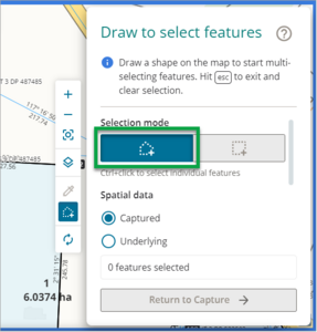 Screenshot of draw to select features polygon mode