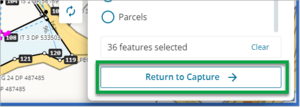 Screenshot of draw to select features, return to capture