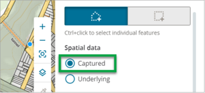 Screenshot of draw to select features spatial data captured