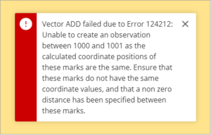 Screenshot of vector error message when only 1 mark adopted