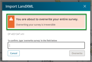 Screenshot of overwrite existing survey pop up box