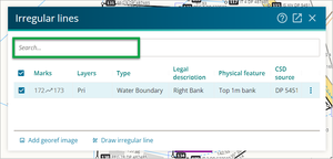 Irregular lines panel with search field highlighted
