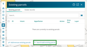 Screenshot of manual capture add existing parcels