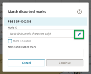 Screenshot of Match disturbed marks window with node picker icon highlighted