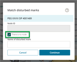 Screenshot of match disturbed marks pop up select there is no node check box
