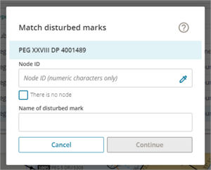 Screenshot of match disturbed marks pop up box