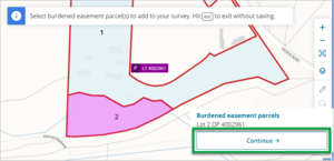 Screenshot of schedule memorandum parcel picker select continue