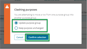 Screenshot of schedule memorandum move row and update purpose