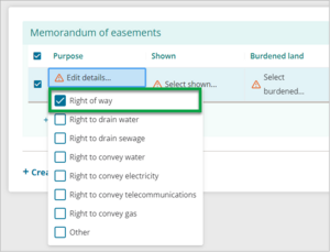 Screenshot of schedule memorandum select purpose