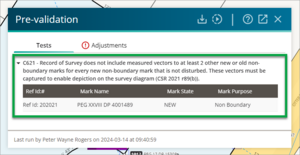 Screenshot of pre validation warning C621