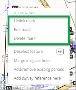 Screenshot of right mouse click in spatial view menu options