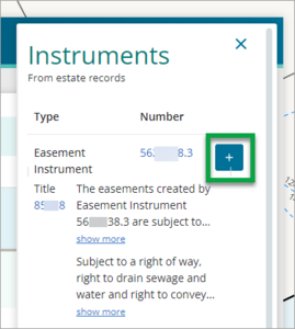 Screenshot of using the Add instrument to table button